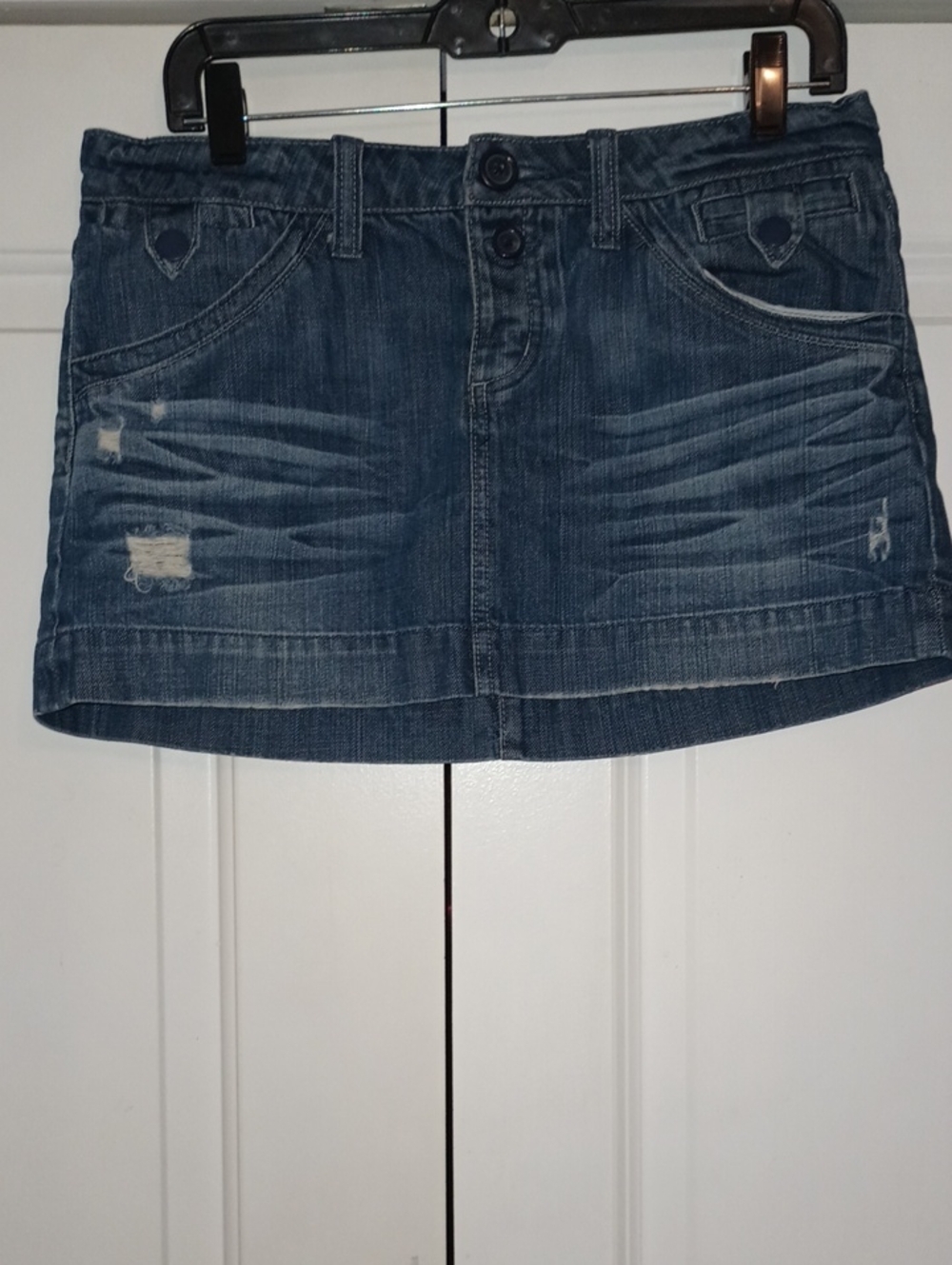 American Eagle Outfitters Distressed Blue Denim Mini Skirt